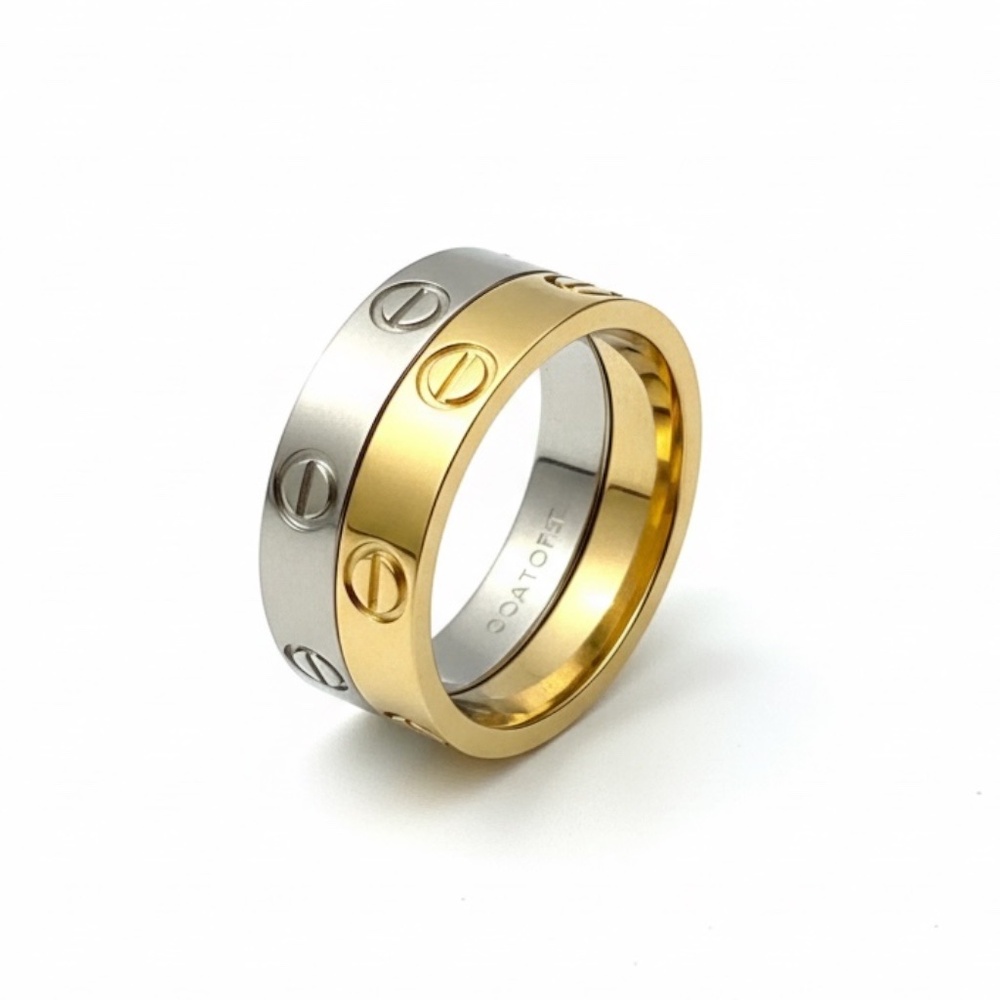 💛🩶 Gold & Silver Love Rings Size 5  Set